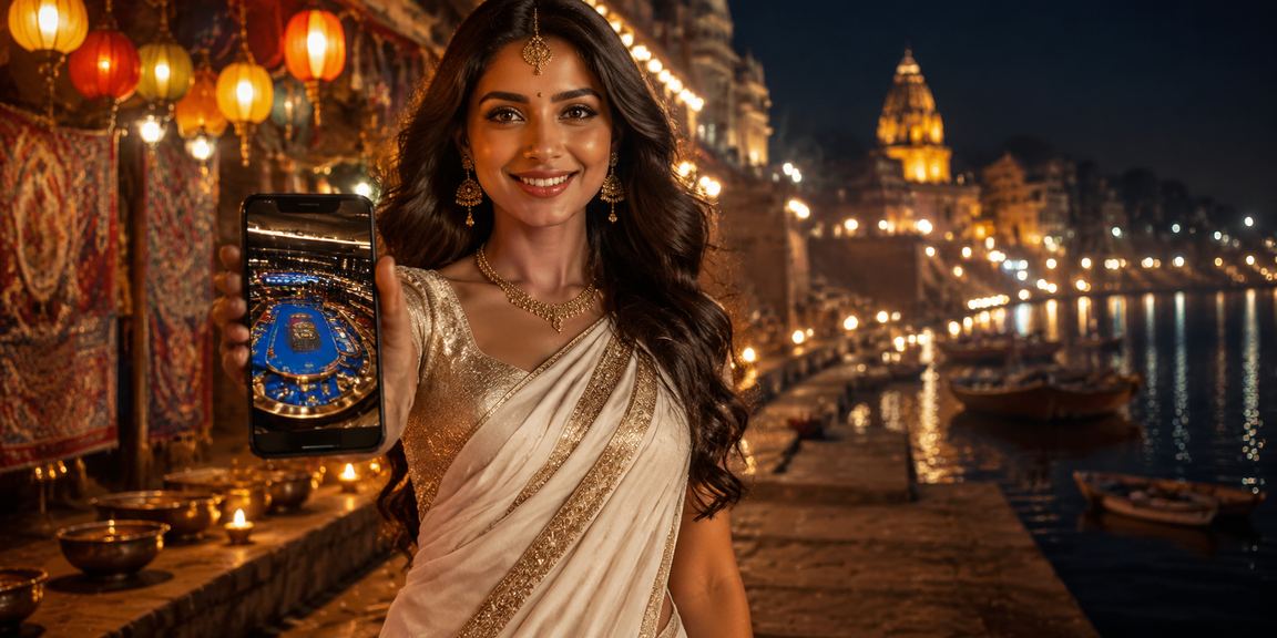 Varanasi riverfront with mobile casino gaming